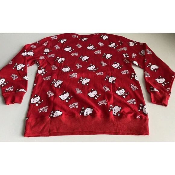 Hello Kitty All Over Red Crewneck Sweatshirt Women’s Sz XL NEW No Tags Bioworld - Picture 8 of 9